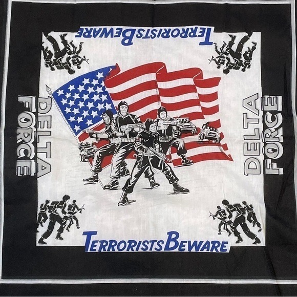 Vintage Military US Army Delta Force Black Bandana Made In USA NOS 90s - Picture 2 of 4